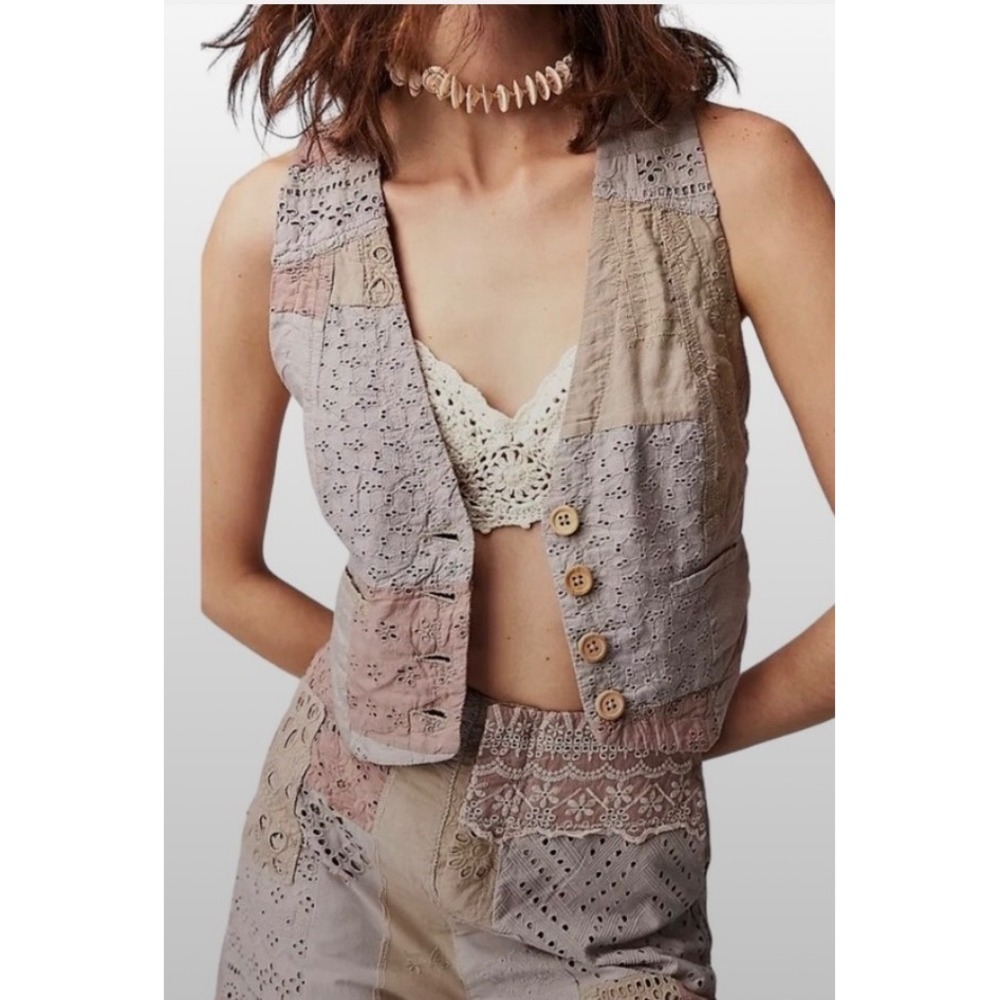 Free People Sweet & Salty Patchwork Vest Size 6 Excellent Condition‎